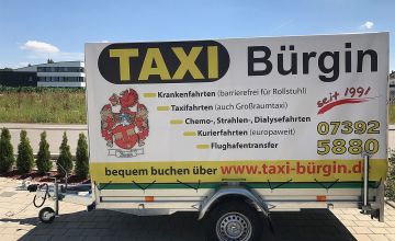 Taxi Laupheim Taxi Biberach Unser-Werbeanhänger-für-Kurierfahrten,-Umzüge-und-vieles-mehr!-1
